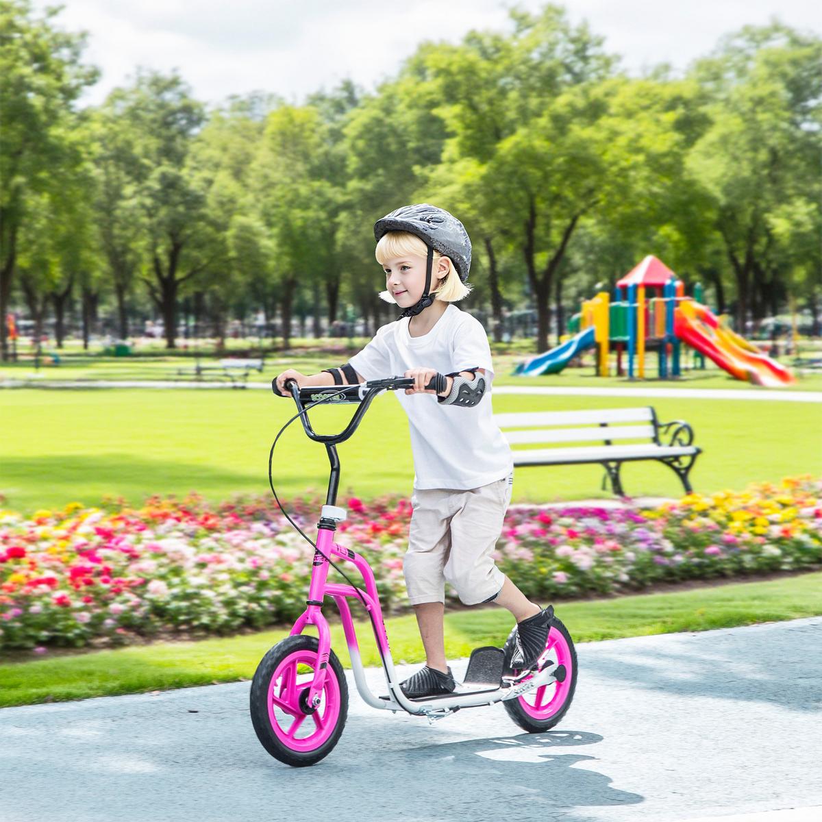 ROLLER Kinder Tretroller Kickscooter mit verstellbarem Lenker 12 Zoll Räder Rosa - Hellrosa, Kunststoff (115/50/88cm) - AIYAPLAY