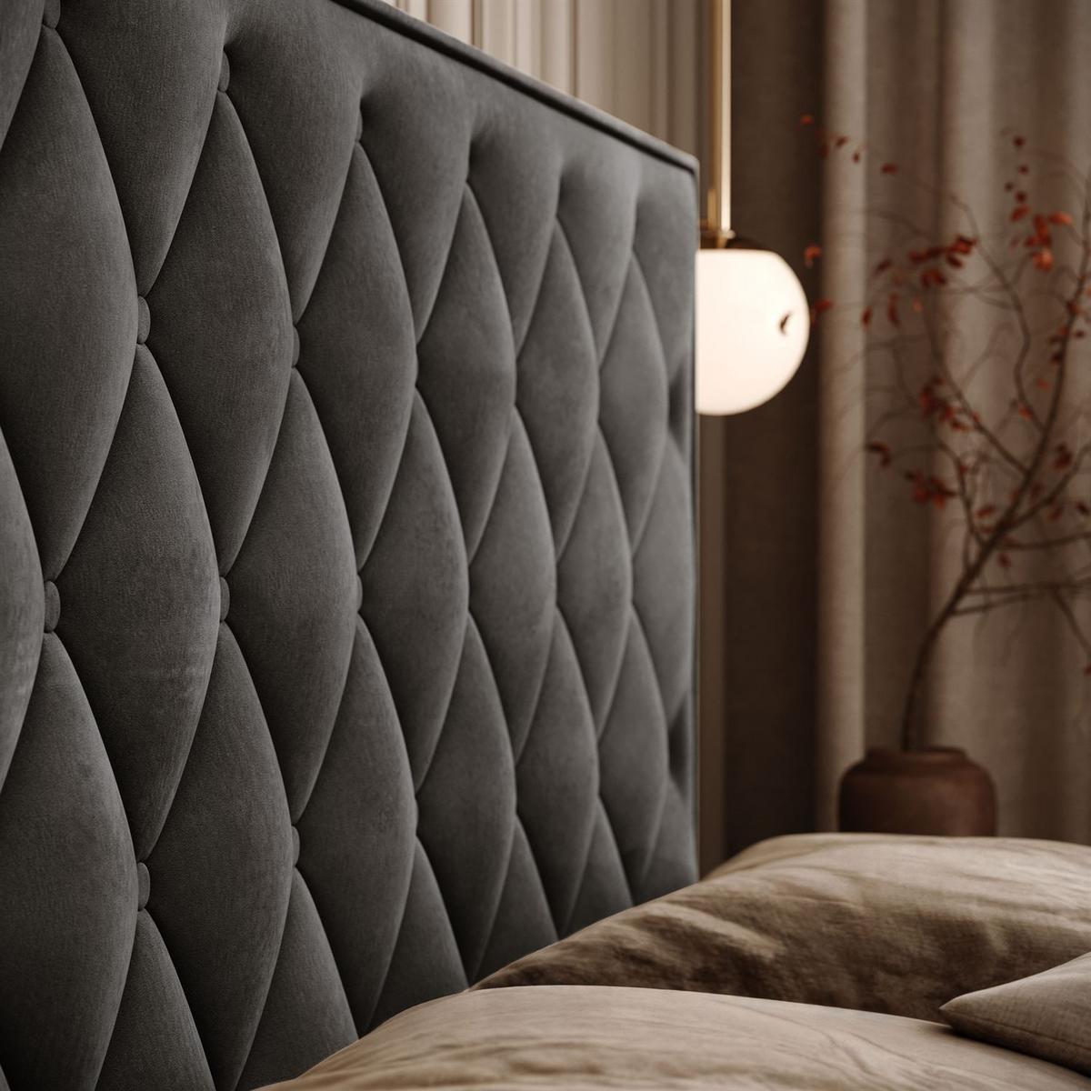 BOXSPRINGBETT INEZ II mit Bettkasten mit Topper 140x200 cm Royal Velvet 185 - Graphitfarben, Textil - Lookway
