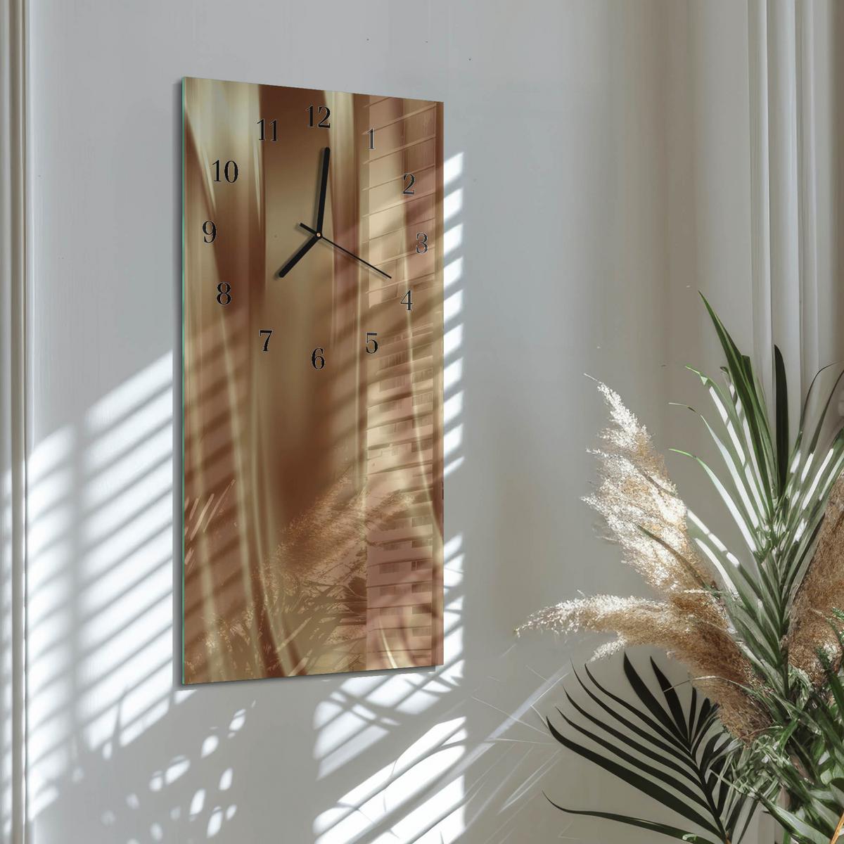 WANDUHR aus Glas 30x60 cm - Samt - Goldfarben, Glas (30/60/0.4cm) - TULUP