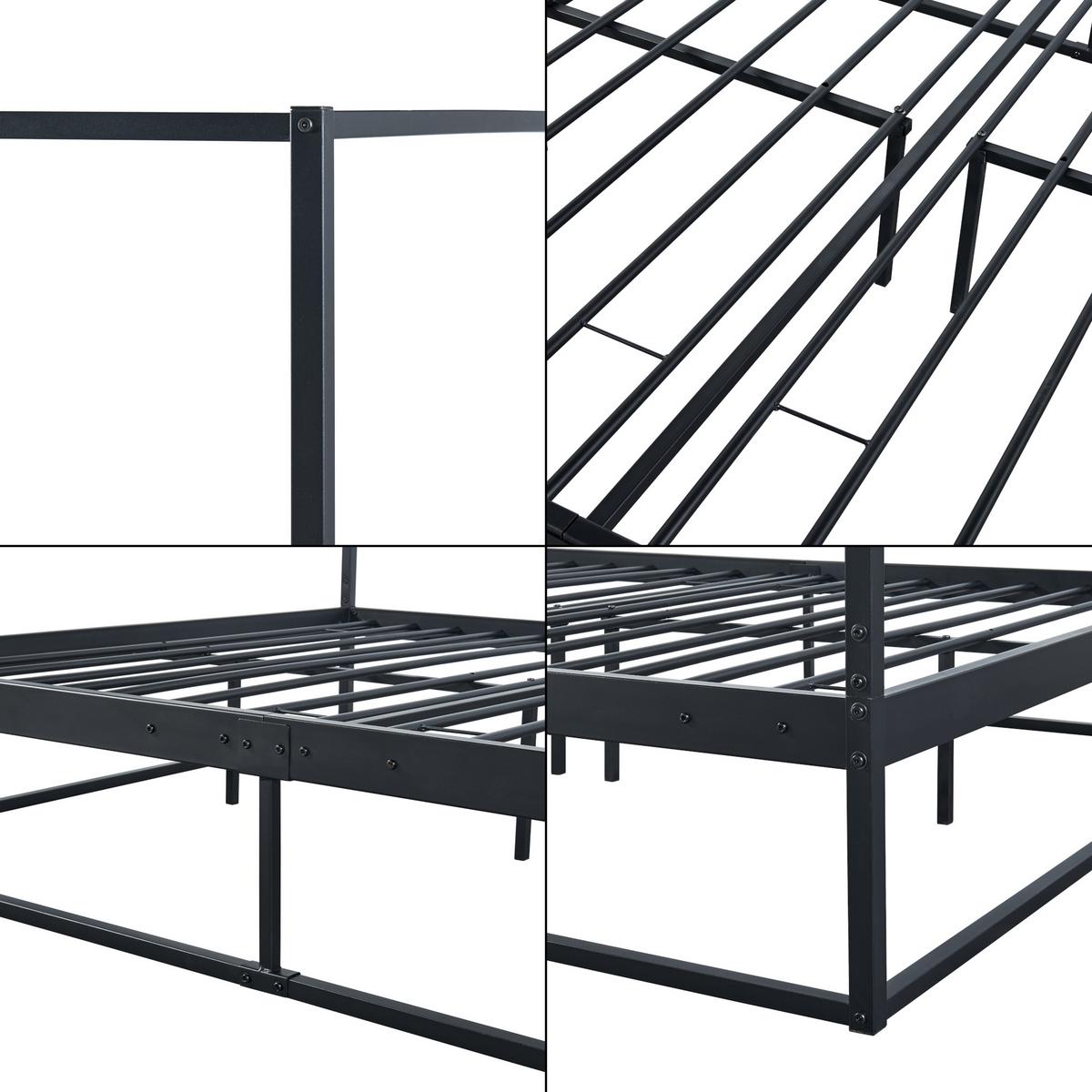 HIMMELBETT Kristianstad - Schwarz, Metall (160/200cm) - [en.casa]