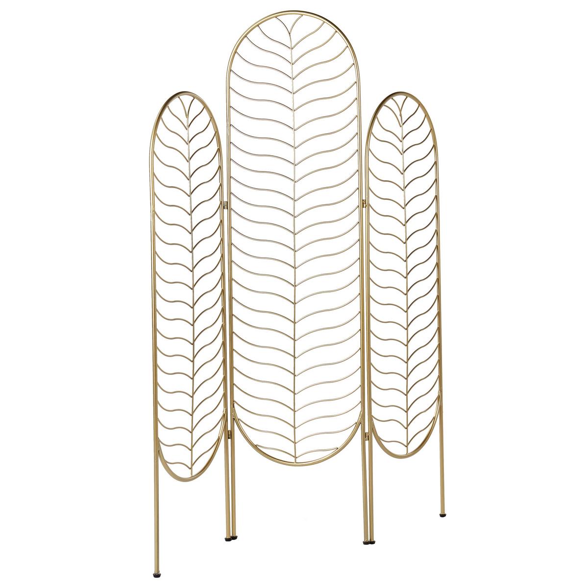 RAUMTEILER 3-teilig Gold 120 cm 160 cm Pescia - Goldfarben, Metall (120/160/1cm) - Beliani