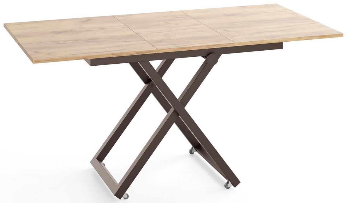 COUCHTISCH Axen höhenverstellbar ausziehbar, Eiche Braun 120-160/80/38-75 cm - Eiche Wotan/Braun, Holzwerkstoff/Metall (80/160/75cm) - WFL GROUP