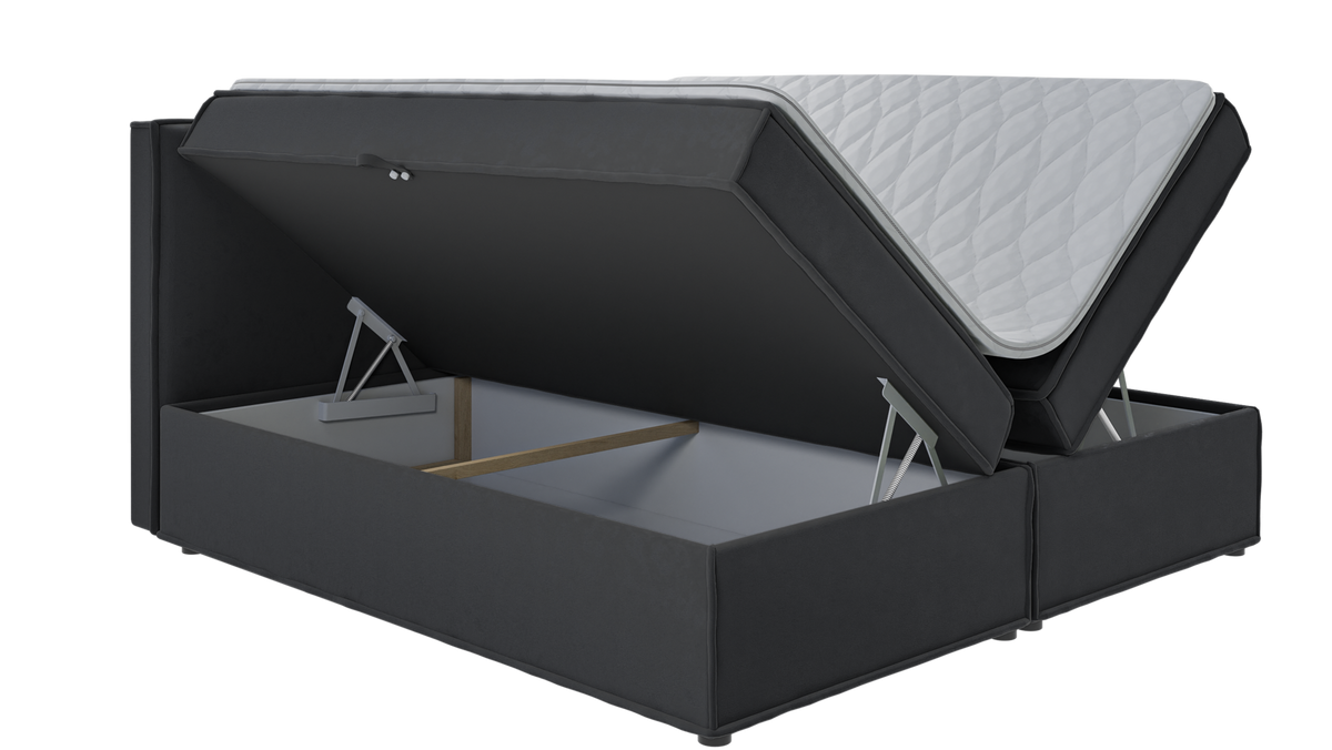 BOXBETT Eclipse 200/200 cm Graphit Luxusmicrofaser - Graphitfarben/Schwarz, Holz/Kunststoff (200/200cm) - S-Style Möbel
