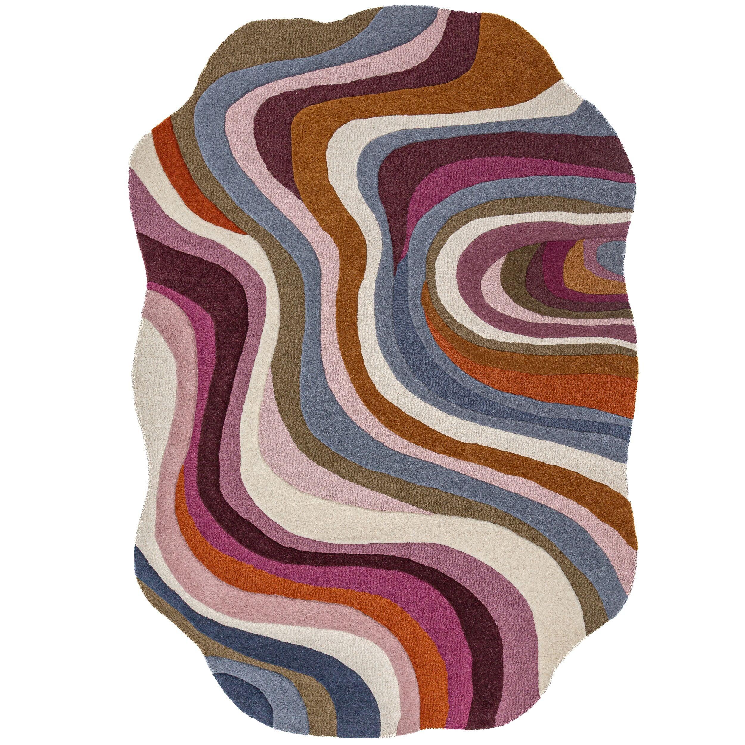 TEPPICH aus Wolle, handgetuftet, EFFRA, in Multi, Wellen-Swirl, 160 x 230 cm - Multicolor, Textil (160/230cm) - KADIMA DESIGN