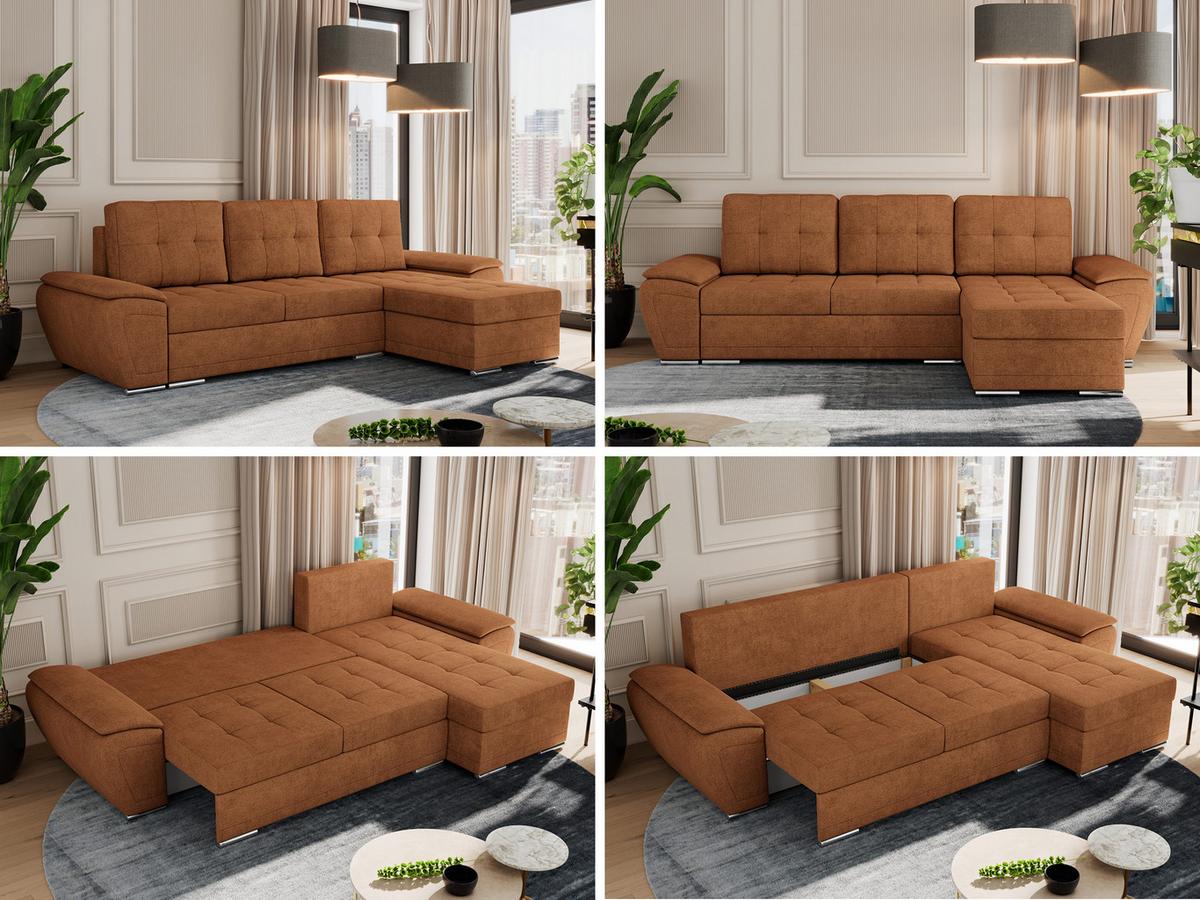 ECKSOFA UMBRIA L Orange Stukture - Orange/Grau, Textil (271/157cm) - MKS