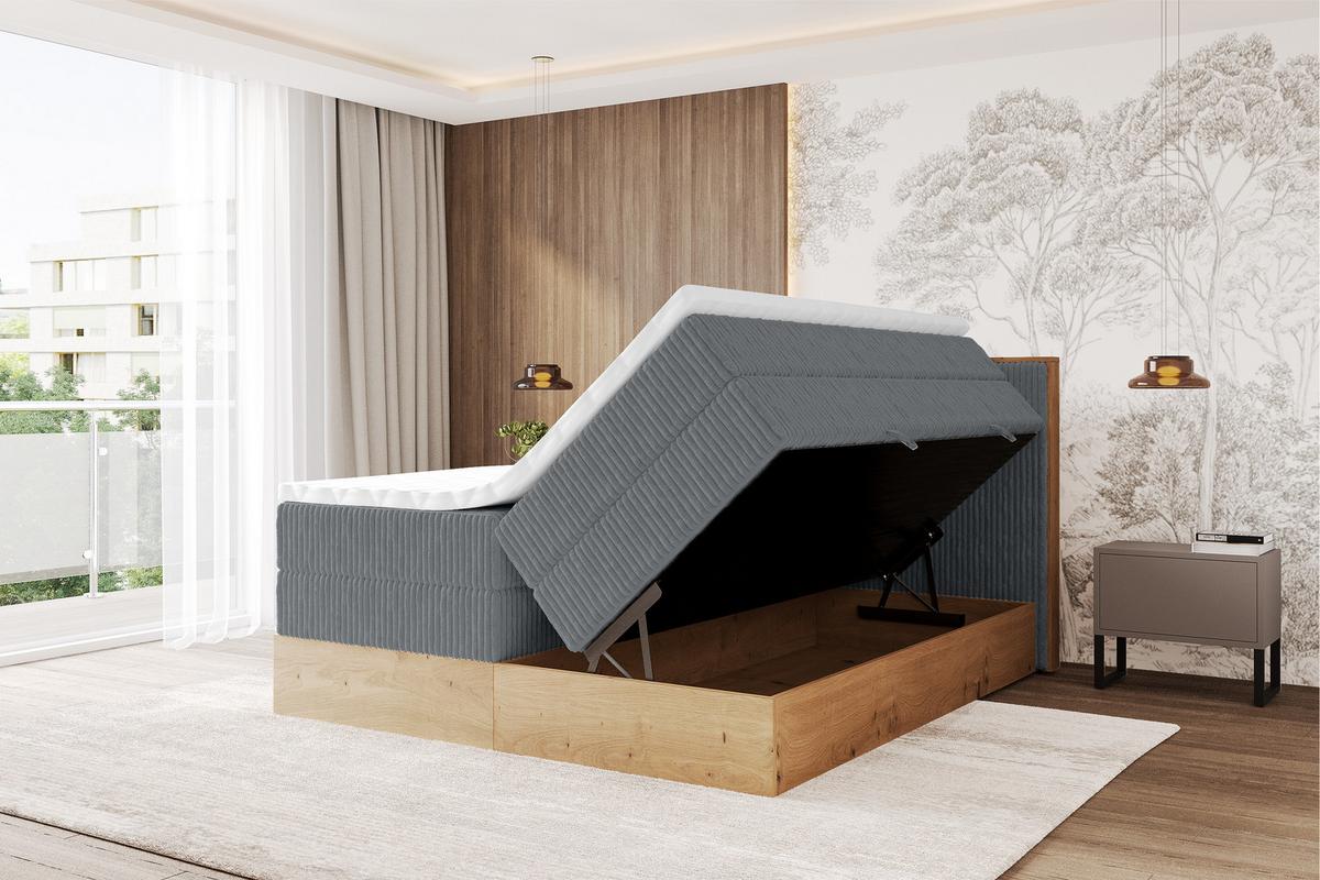 BOXSPRINGBETT LOLLI9 -KING 140x200 - H3/H4 Dunkelgrau - Dunkelgrau, Holzwerkstoff (140/200cm) - ALTDECOR