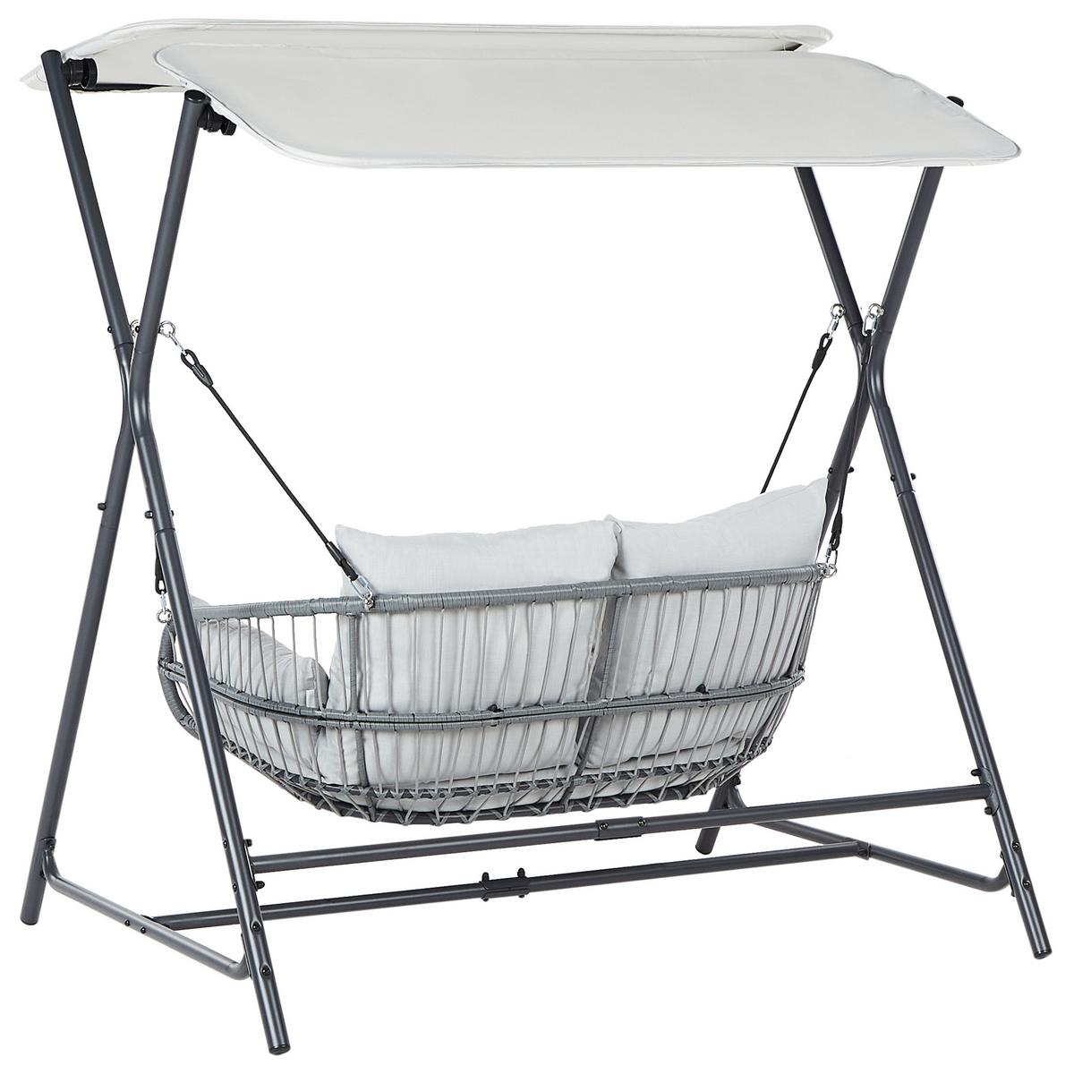 HOLLYWOODSCHAUKEL Grau Fiastra - Hellgrau, Metall (170/202/140cm) - Beliani
