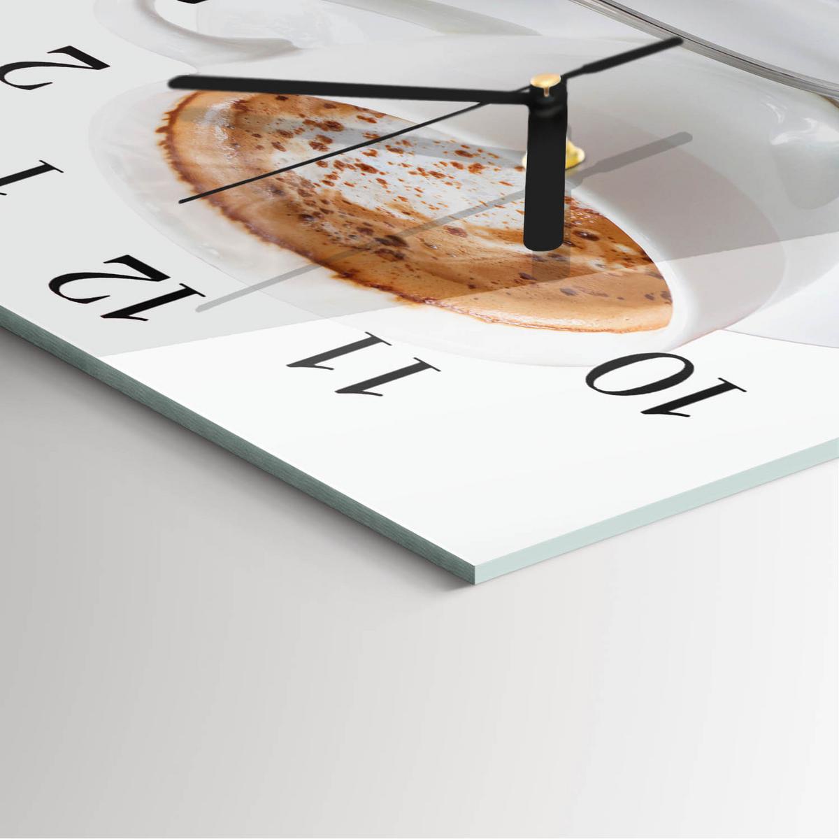 WANDUHR aus Glas 30x30 cm - Kaffee - Weiß, Glas (30/30/0.4cm) - TULUP