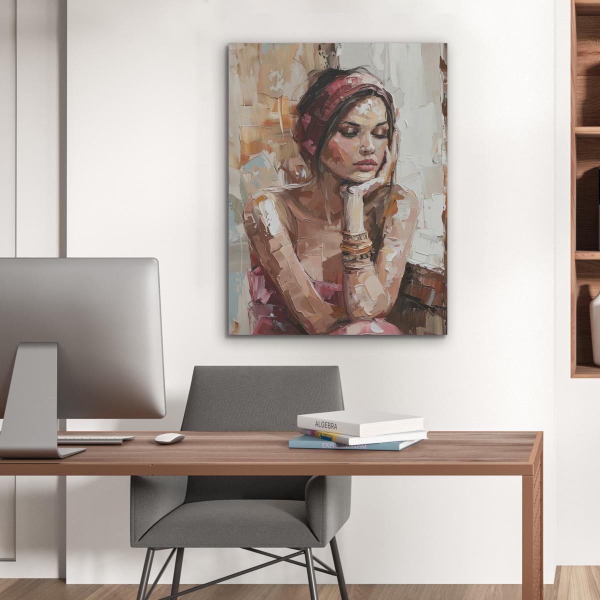 AKUSTIKBILD Frau - Lackierung - Porträt - Modern Wandbilder 60x80 cm - Altrosa, Kunststoff (60/80/0.9cm) - MuchoWow