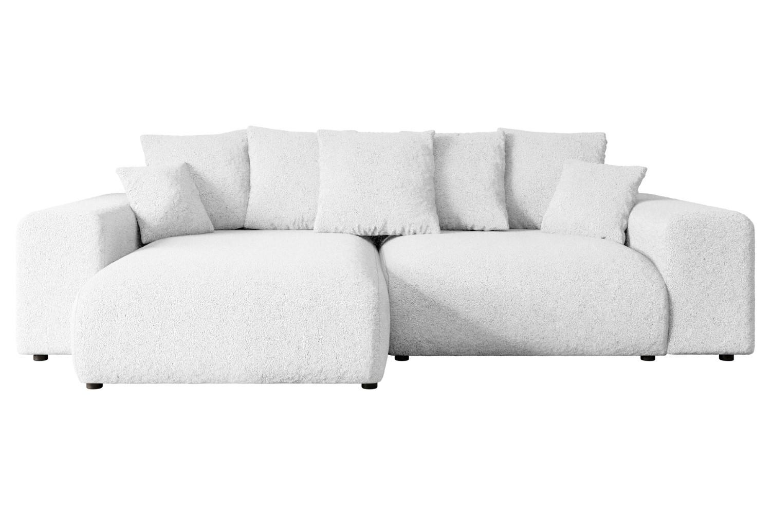 ECKSOFA Ottomane links ESKAR-L 266x176x72 Weiß Bouclé - Schwarz/Weiß, Holzwerkstoff/Kunststoff (266/176cm) - ALTDECOR