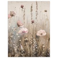 POSTER Blumen - Rosa - Modern - Beige Deko Wohnzimmer 60x80 cm - Beige, Papier (60/80/0.1cm) - MuchoWow