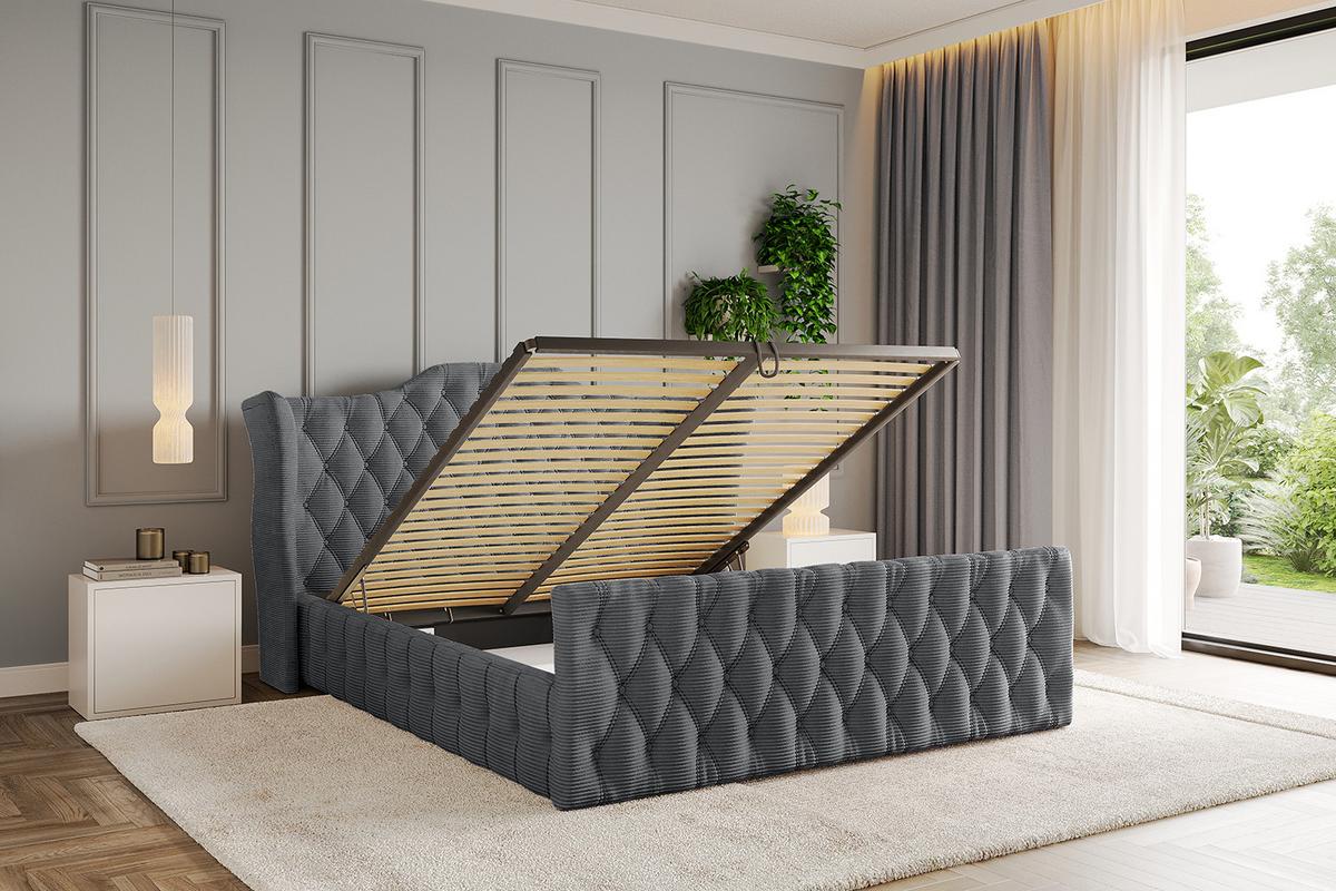 POLSTERBETT mit Bettkasten, Fußteil und Lattenrost, Boxbett mit Matratze H3/H4 - MODY-Z 120x200 Dunkelgrau - Anthrazit, Holzwerkstoff/Textil (120/200cm) - ALTDECOR
