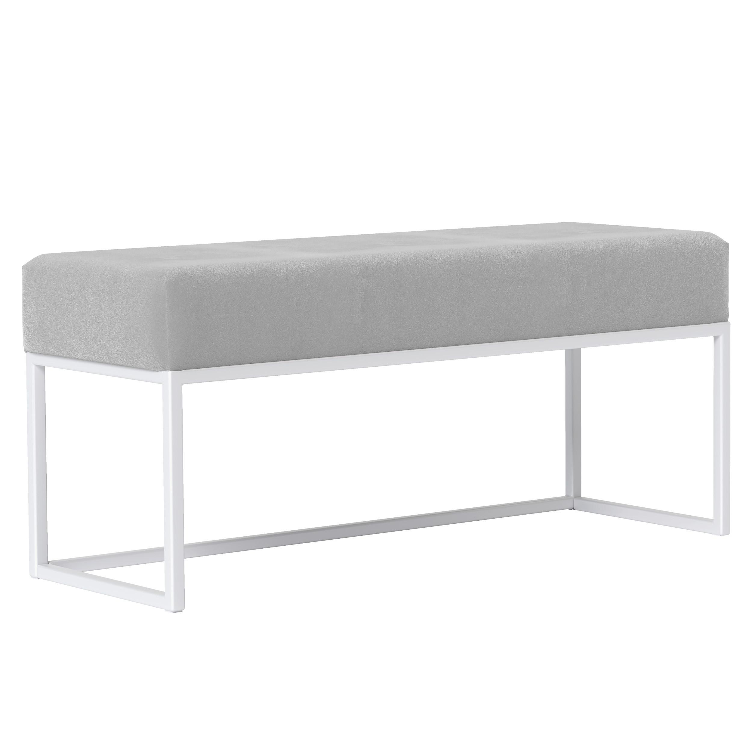 POLSTERBANK PURE 90 cm Metallgestell, Weiß / Grau - Grau, Textil/Metall (90/44/30cm) - Idohome