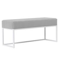 POLSTERBANK PURE 90 cm Metallgestell, Weiß / Grau - Grau, Textil/Metall (90/44/30cm) - Idohome