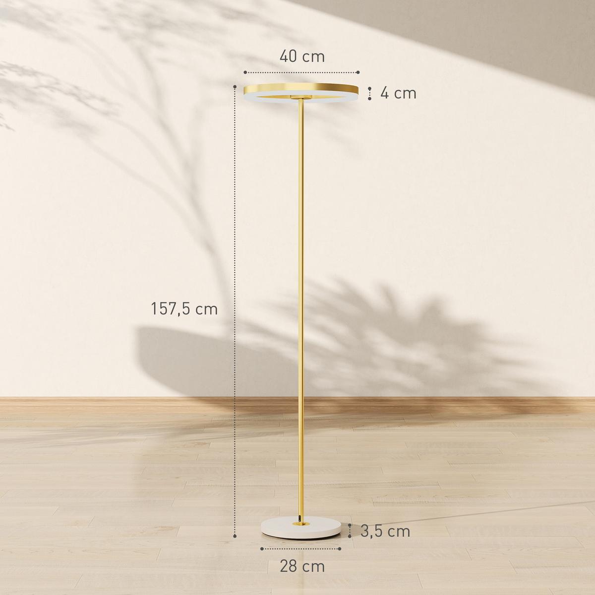 STEHLAMPE LED Wohnzimmer Dimmbar Stehleuchte mit 3 Lichtfarben, Fußschalter - Gelb, Metall (40/40/157.5cm) - HOMCOM