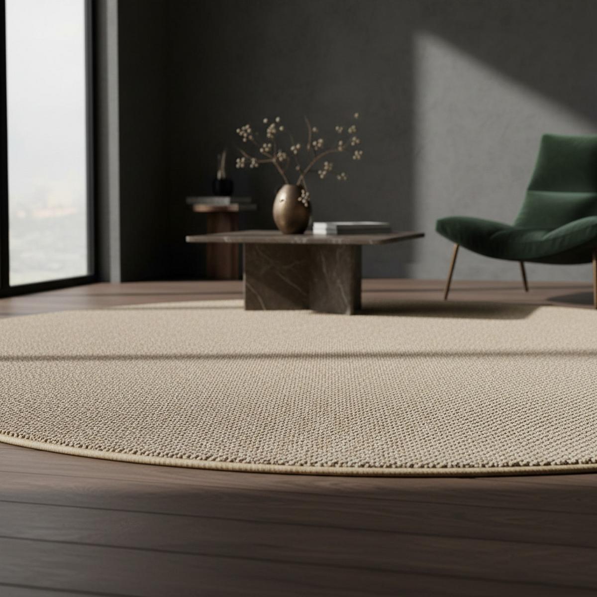 TEPPICH Flachgewebe CIMA in Beige, einfarbig, Ø 200 cm - Beige, Textil (200/200cm) - KADIMA DESIGN