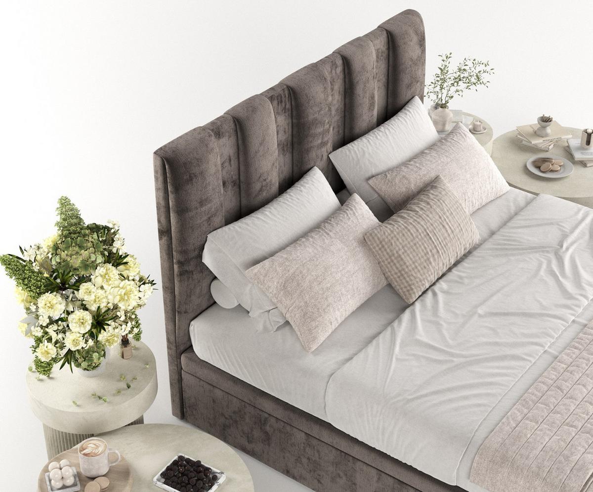 POLSTERBETT Orta mit Stauraum 140/200 cm Braun im Lotta Stoff - Schwarz/Braun, Holz/Holzwerkstoff (140/200cm) - AltaBeds