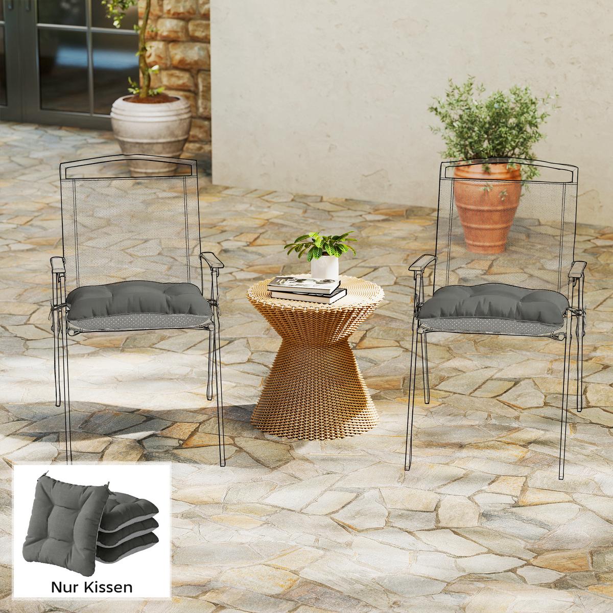 OUTDOOR-SITZKISSEN 4ER-SET aus Polyester Dunkelgrau - Dunkelgrau, Textil (39.5/39.5/10cm) - Outsunny