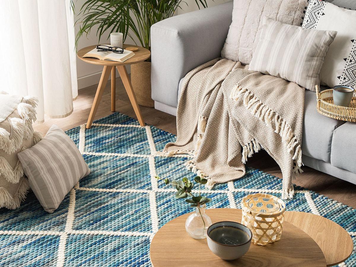 KURZFLOR-TEPPICH Belenli 200/140 cm - Blau, Textil (140/200cm) - Beliani