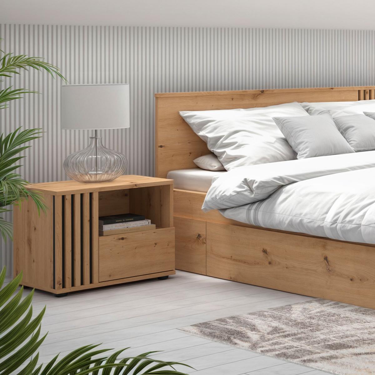 NACHTTISCH Ezra Holz - Braun, Holzwerkstoff (55/46/40cm) - Petits-meubles