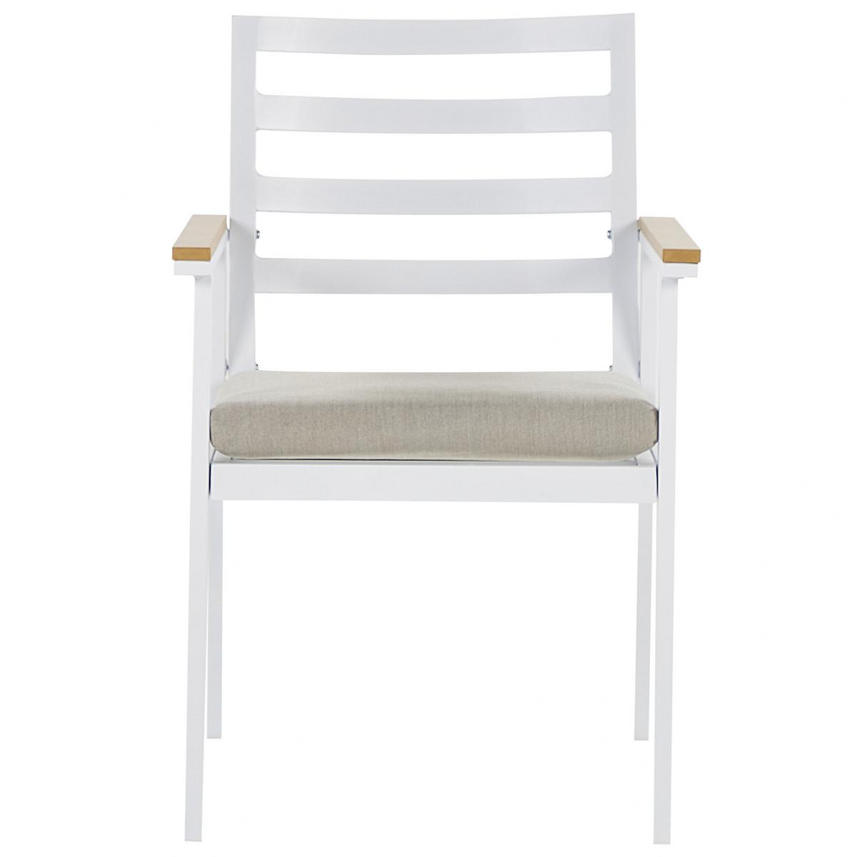 GARTENSTUHL 4er-Set Aluminium weiß Auflagen weiß Cavoli - Weiß, Metall (54/82/60cm) - Beliani