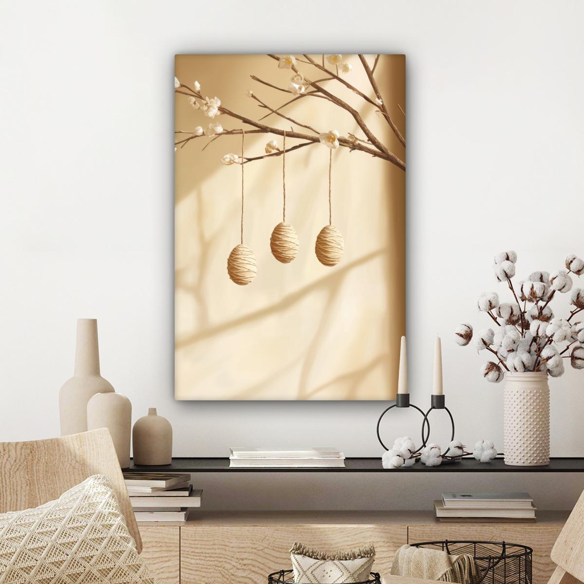 LEINWANDBILD Beige - Osterkuchen - Eier Wanddeko Schlafzimmer 60x90 cm - Beige, Textil (60/90cm) - MuchoWow