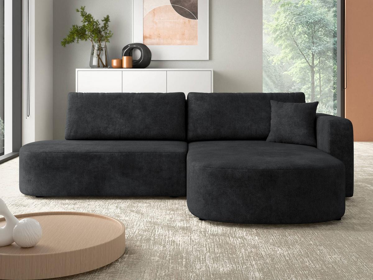 ECKSOFA Zerte, Seite: Rechts - Graphitfarben/Schwarz, Holz/Kunststoff (252/175cm) - MIRJAN24