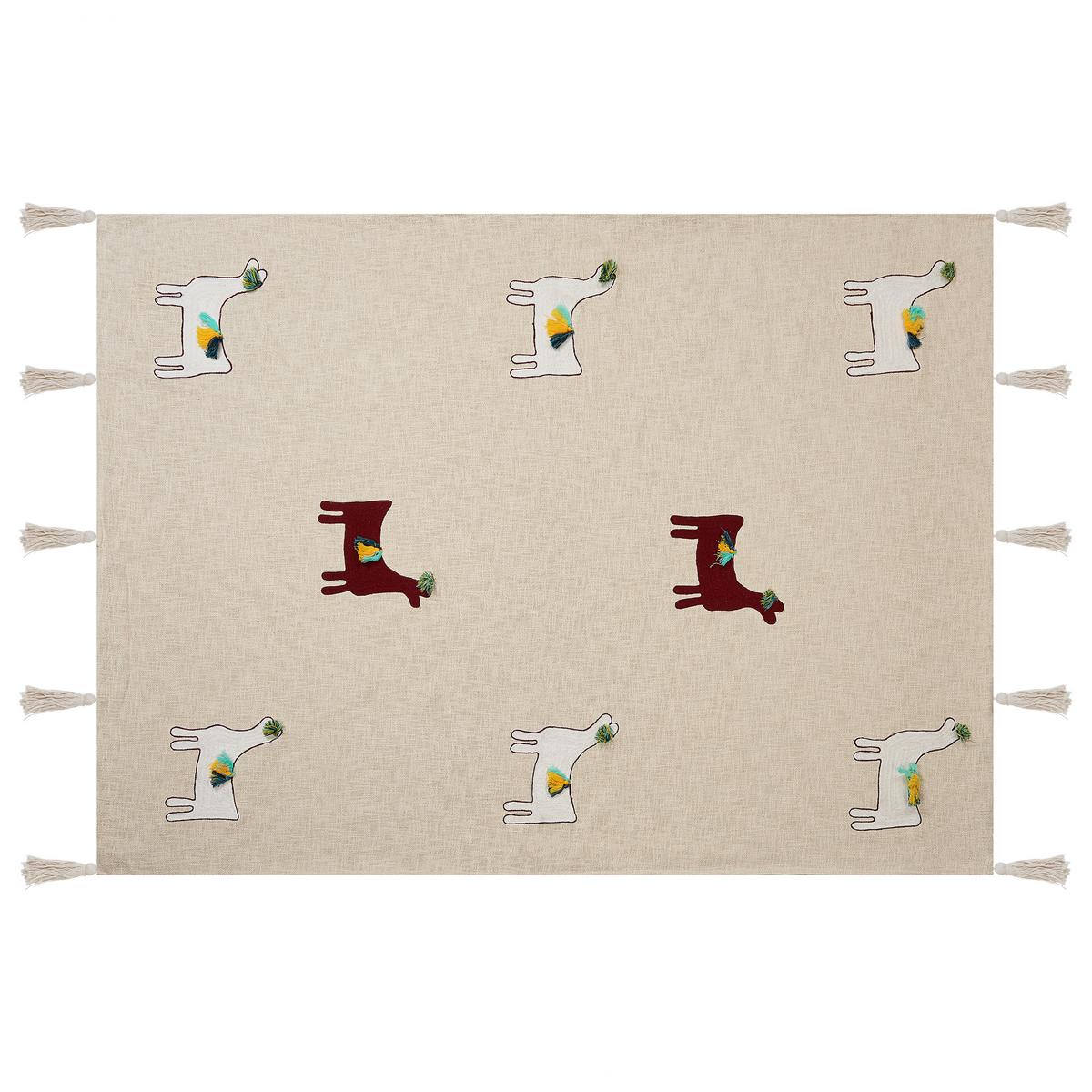 DECKE Beige Deoghar 130/180 cm - Beige, Naturmaterialien/Textil (130/180cm) - Beliani