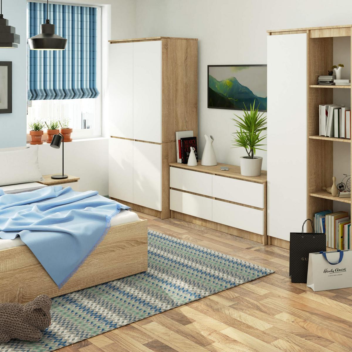 KLEIDERSCHRANK Eiche Sonoma, Weiß 180/90/51 - Weiß, Holzwerkstoff (90/180/51cm) - RAUMHIRSCH FURNITURE