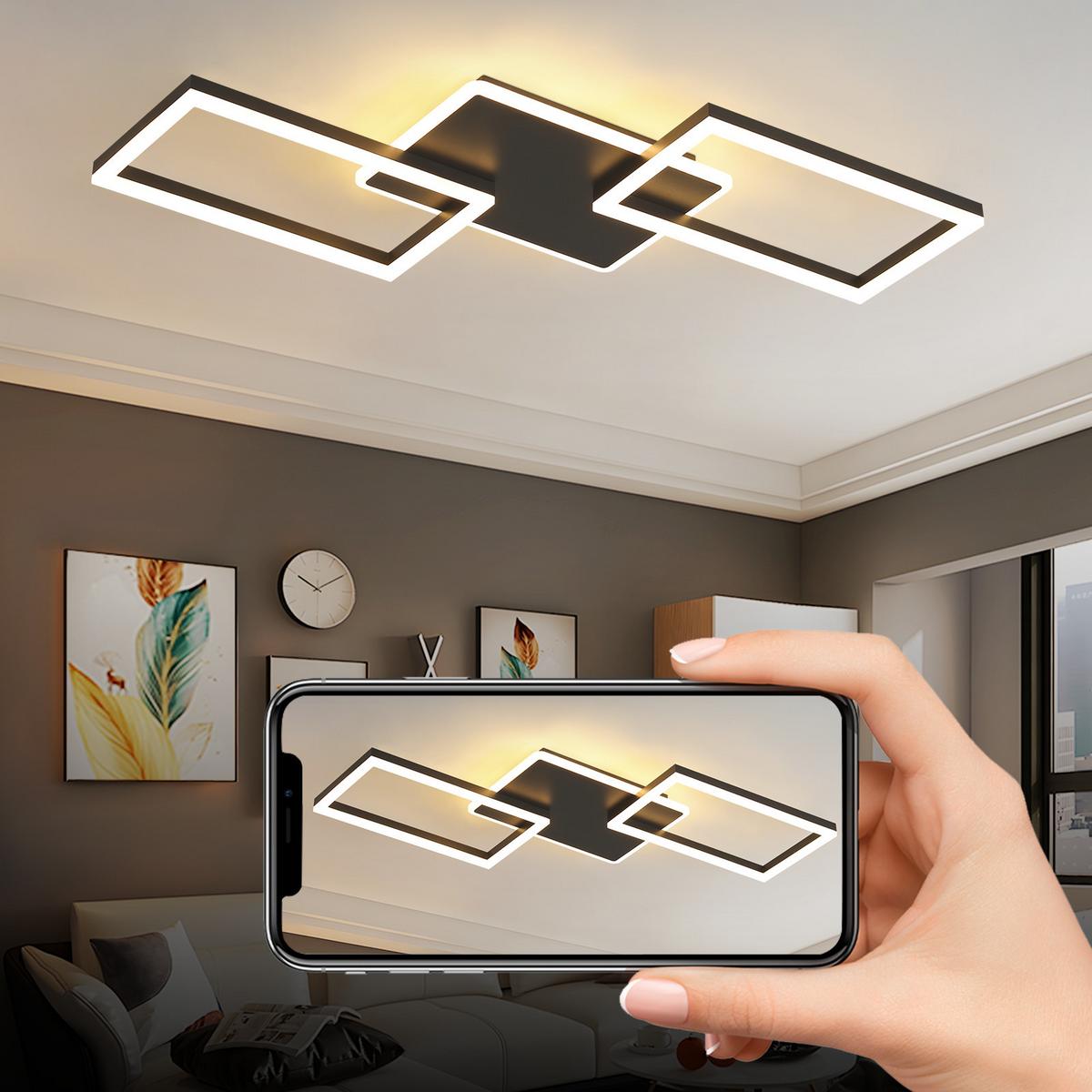 LED-DECKENLEUCHTE Tarak 45/7/80 cm - Schwarz, Metall (80/45/7cm) - ZMH