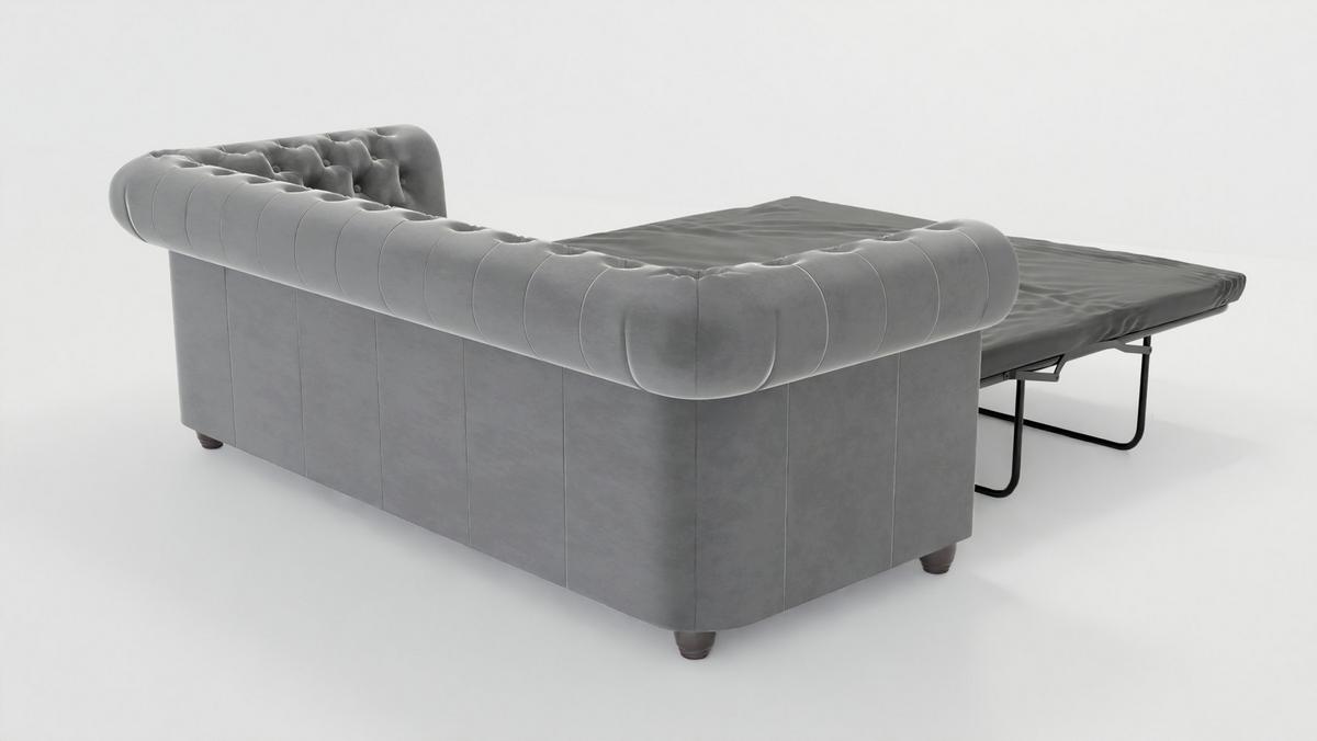 CHESTERFIELD-SOFA 3-Sitzer mit Schlaffunktion Nyx Grau Samt - Braun/Grau, Holz/Textil (203/28/86cm) - S-Style Möbel