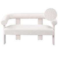 2-SITZER-SOFA Bouclé Cremeweiß Ilbro - Creme, Textil (138/76/68cm) - Beliani
