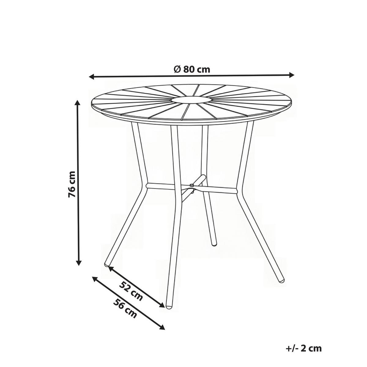 GARTENTISCH 80/80 cm Metall Schwarz Linosa - Schwarz/Braun, Metall (80/80/76cm) - Beliani