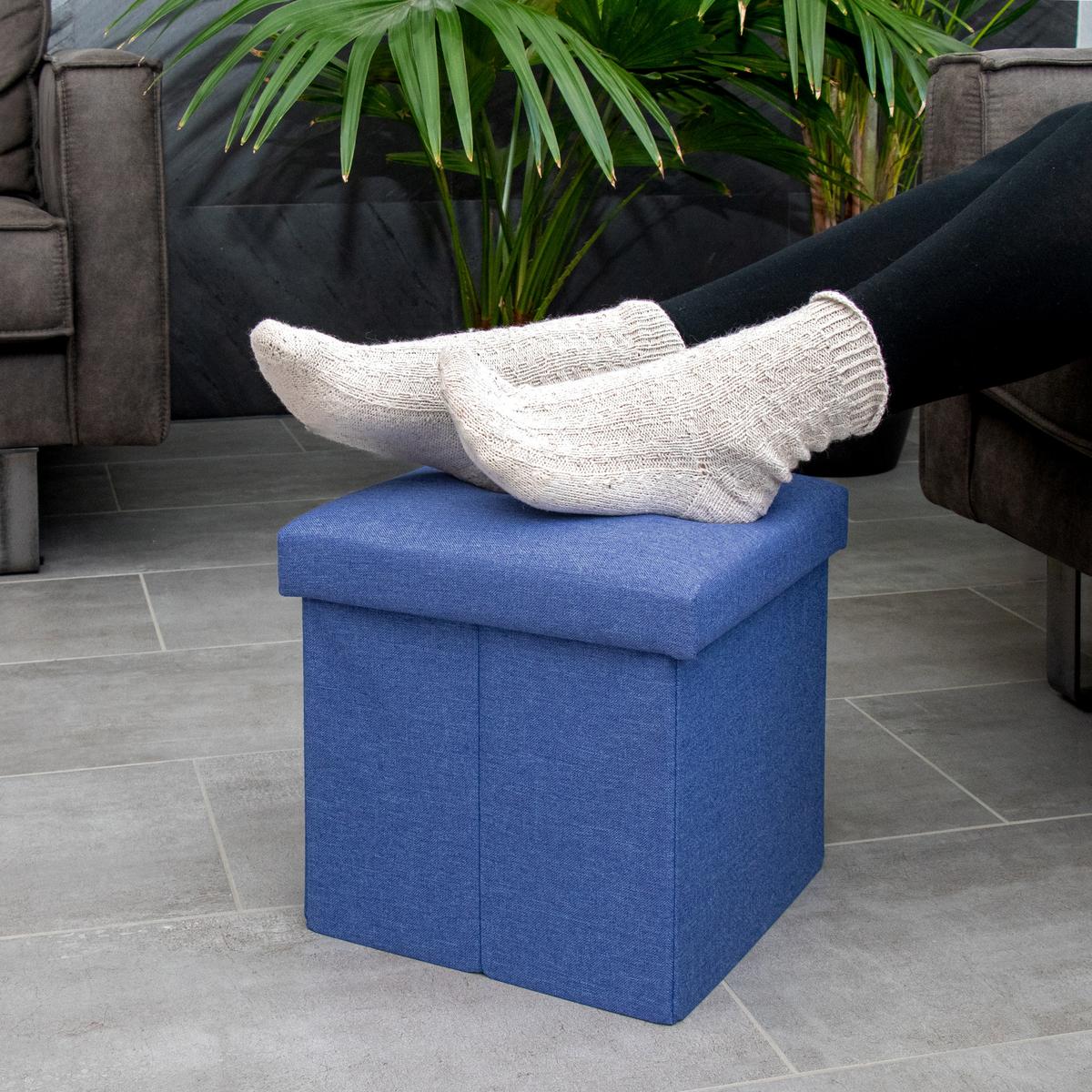 SITZHOCKER Faltbar 30/30/30 cm (Blau) - Blau, Textil (30/30/30cm) - Intirilife