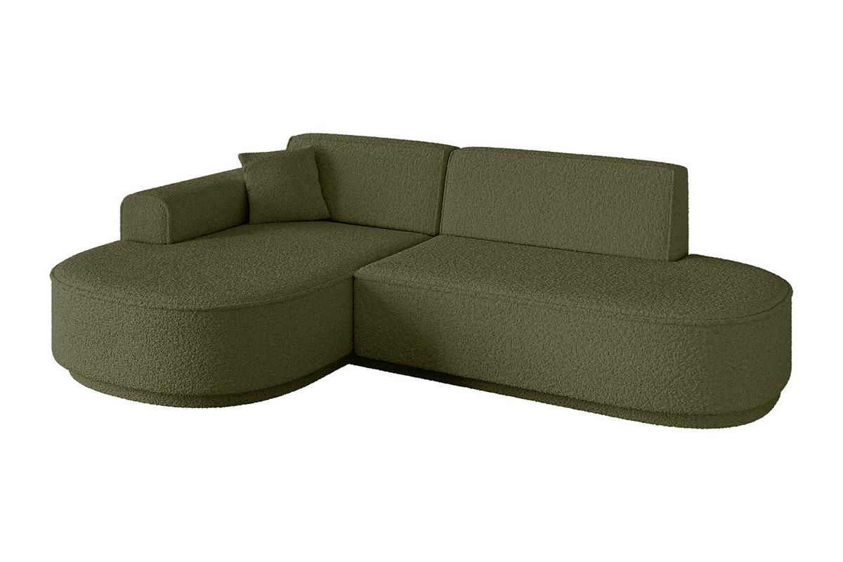 ECKSOFA Ottomane Links MARI-L1 - 243x171x79 cm Grün Bouclé - Schwarz/Grün, Holzwerkstoff/Kunststoff (163/234cm) - ALTDECOR