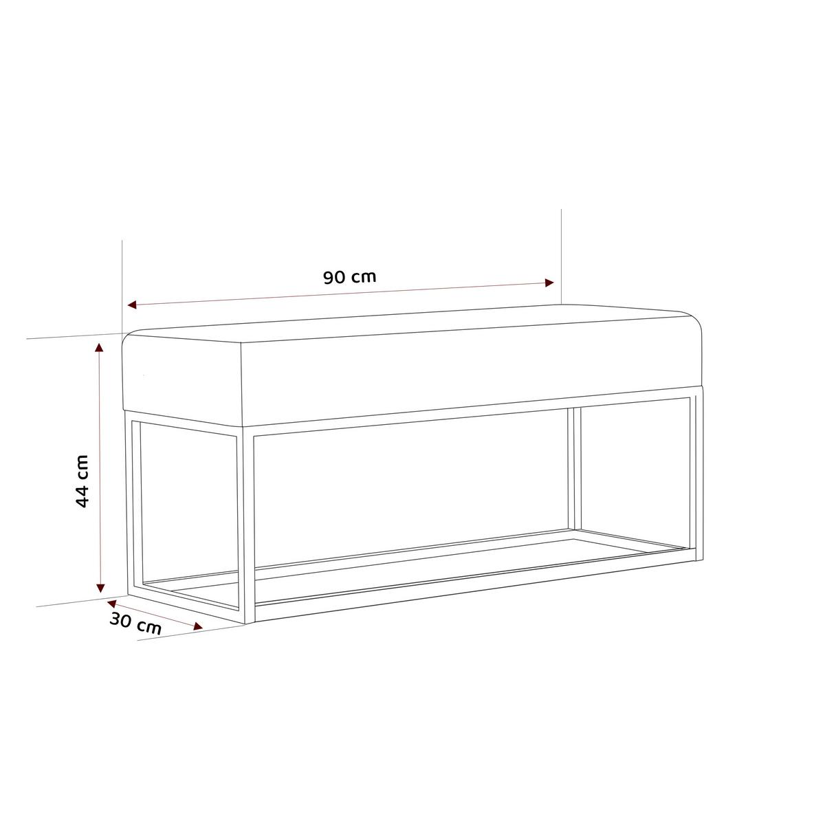 POLSTERBANK STELLA 90 cm Metallgestell, Schwarz / Grau - Grau, Textil/Metall (90/44/30cm) - Idohome