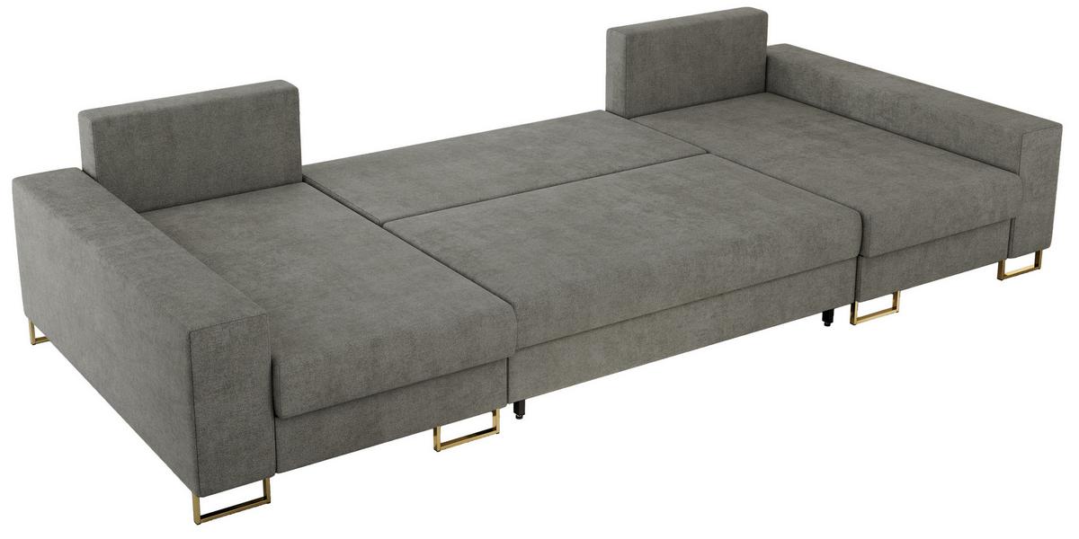 WOHNLANDSCHAFT DORIAN U Struktur Grau - Goldfarben/Grau, Textil/Metall (312/85/138cm) - MKS