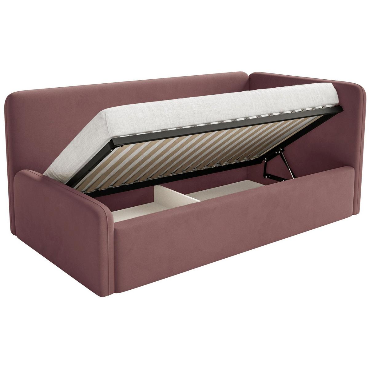 JUGENDBETT Fanko Samt Rosa 90x200 cm - Pink/Schwarz, Kunststoff/Textil (90/200cm) - Selsey