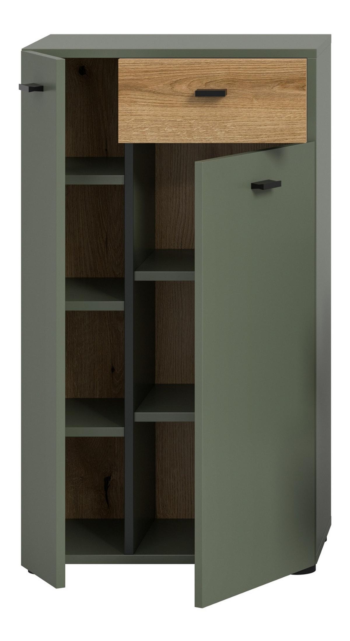 BADKOMMODE grün, Evoke Eiche 51 cm, Midischrank mit 7 Fächern - Eichefarben/Schwarz, Holzwerkstoff/Kunststoff (51/91/30cm) - Inn.Furn
