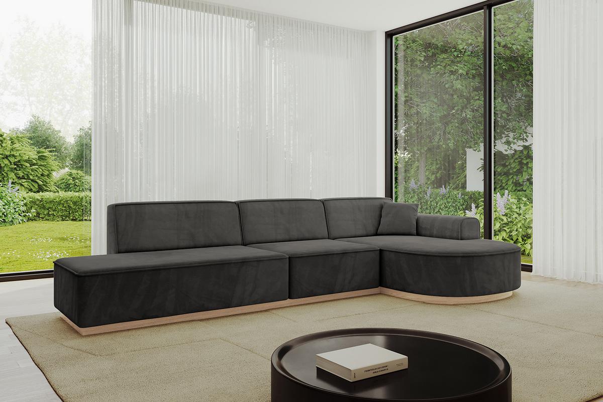 ECKSOFA Ottomane Rechts ARRIO-L2 - 328x171x83 cm Dunkelgrau - Dunkelgrau, Holzwerkstoff/Textil (328/171cm) - ALTDECOR