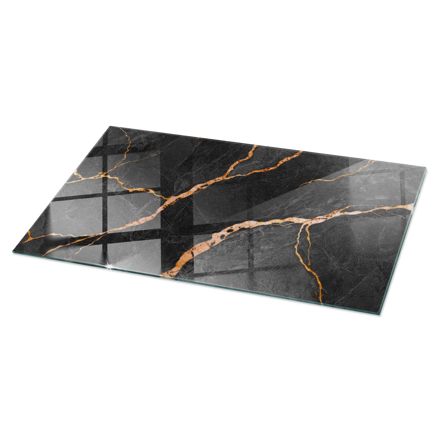 TISCHPLATTE 140x70 cm Marmormuster mit Adern - Rotbraun/Schwarz, Glas (0.4/140/70cm) - TULUP