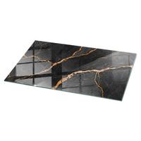 TISCHPLATTE 140x70 cm Marmormuster mit Adern - Rotbraun/Schwarz, Glas (0.4/140/70cm) - TULUP
