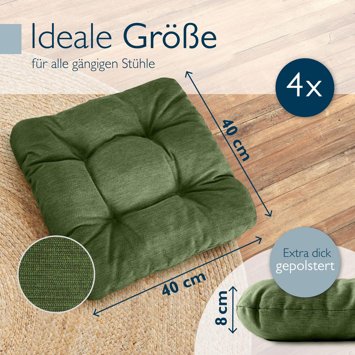 STUHLKISSEN HighLux SK 40x40x8cm Dunkelgrün (4tlg) - Dunkelgrün, Textil (40/40cm) - Beautissu 
