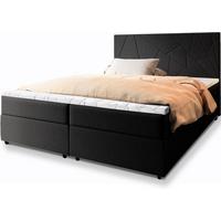 BOXBETT MADO 200x200 cm mit Matratze und Topper, H2+H3 - Schwarz - Schwarz, Holz (200/200cm) - MASSENO