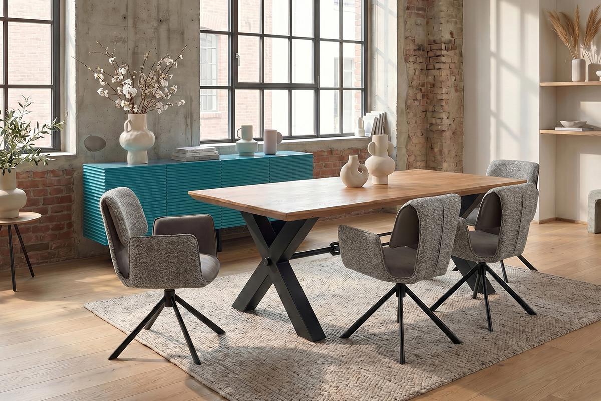 ESSZIMMERSTUHL EDENIA Grau Webstoff Drehbar (360°) (1er-Set) - Grau, Kunststoff/Textil (60/86/65cm) - KAWOLA