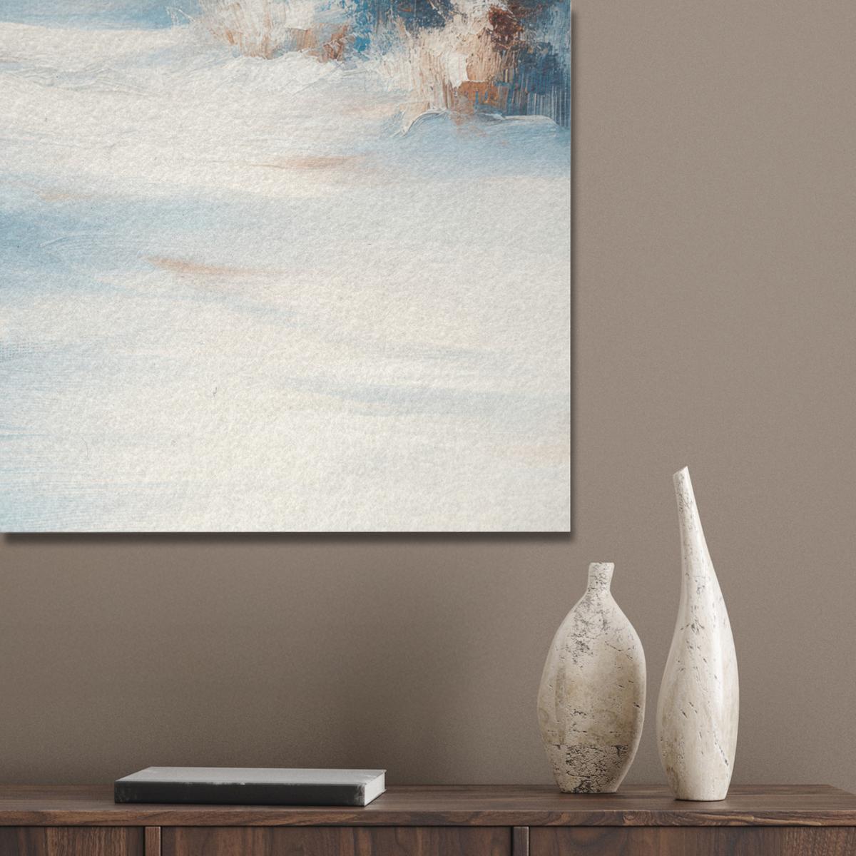 AKUSTIKBILD Wald - Winter - Natur - Abstrakt - Schnee Wandbilder 60x80 cm - Weiß, Kunststoff (60/80/0.9cm) - MuchoWow