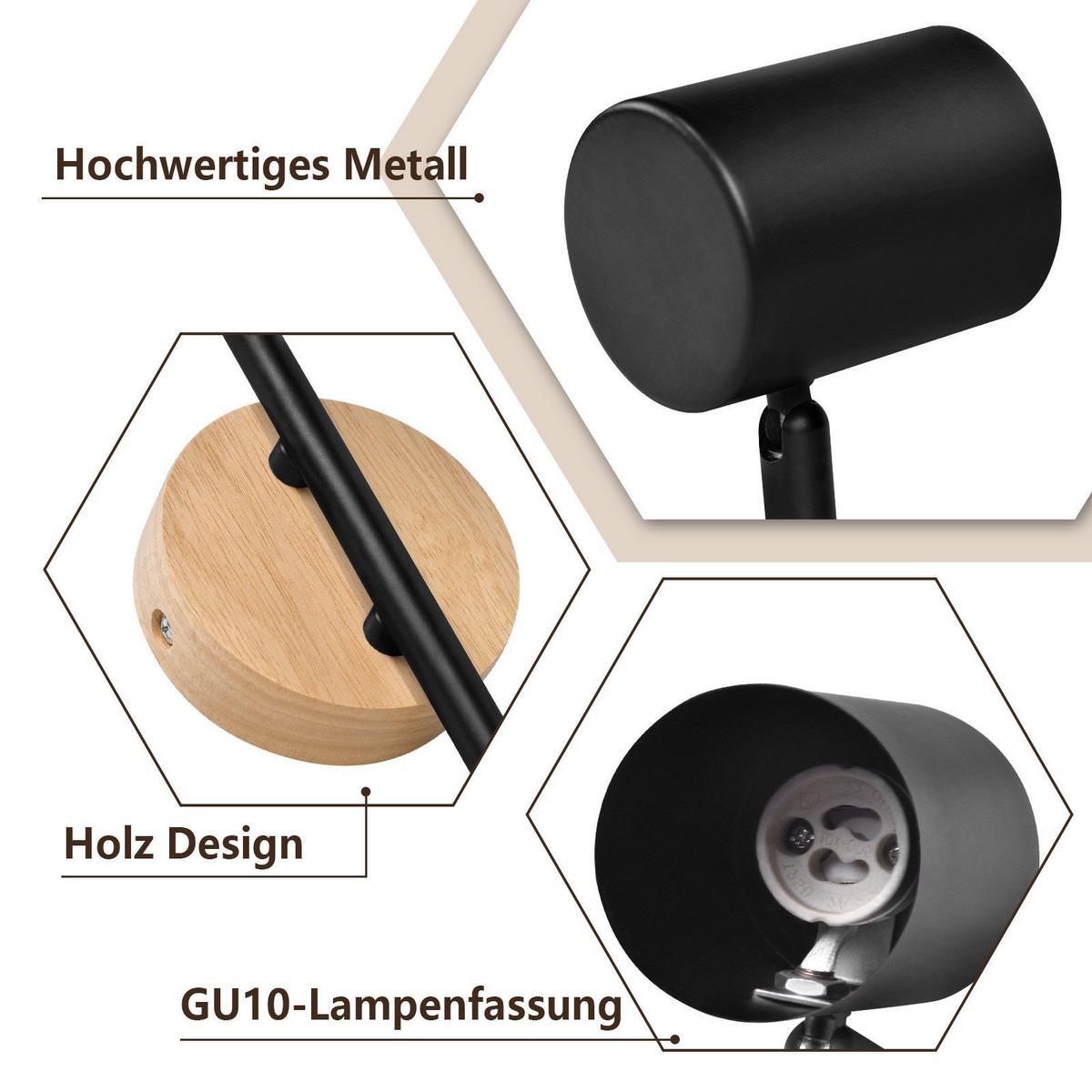 DECKENSTRAHLER Lüneburg 2-flammig 28.5/6.5/16.5 cm - Schwarz, Metall (28.5/6.5/16.5cm) - Nettlife