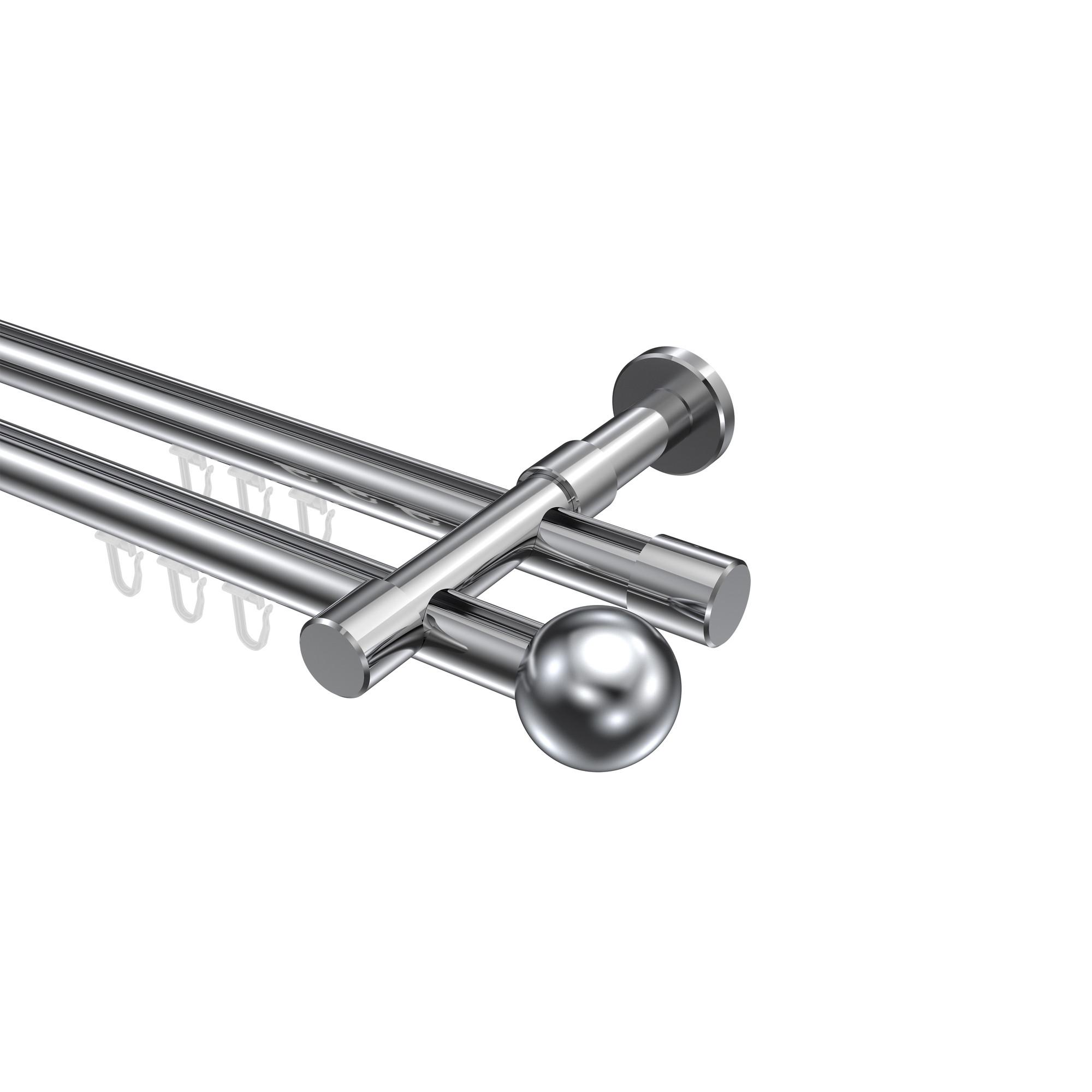 GARDINENSTANGE INNENLAUF Prestige Luino 260 cm (geteilt in 2 x 130 cm), 2-läufig, 20 mm Ø Chrom - Chromfarben, Metall (260cm) - INTERDECO