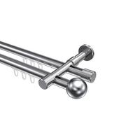 GARDINENSTANGE INNENLAUF Prestige Luino 260 cm (geteilt in 2 x 130 cm), 2-läufig, 20 mm Ø Chrom - Chromfarben, Metall (260cm) - INTERDECO