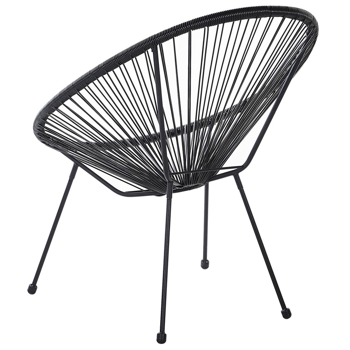 RATTANSTUHL Kunststoff schwarz 70 cm Acapulco II - Schwarz, Kunststoff (70/87/90cm) - Beliani